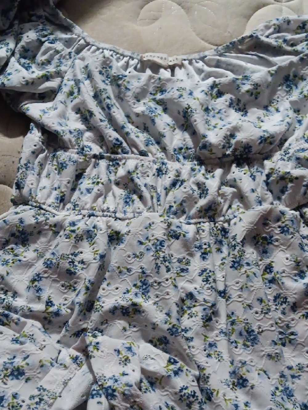 Aeropostale Light Blue Eyelet Floral Top